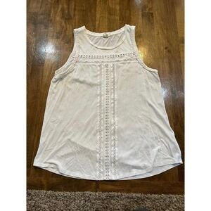 White sleeveless cotton pointelle fairy boho cottage m